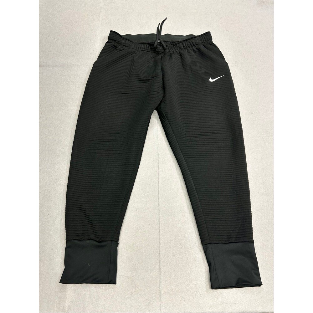 Nike Pants Womens Black Dri-FIT Textured Knit Joggers Sweatpants Swoosh